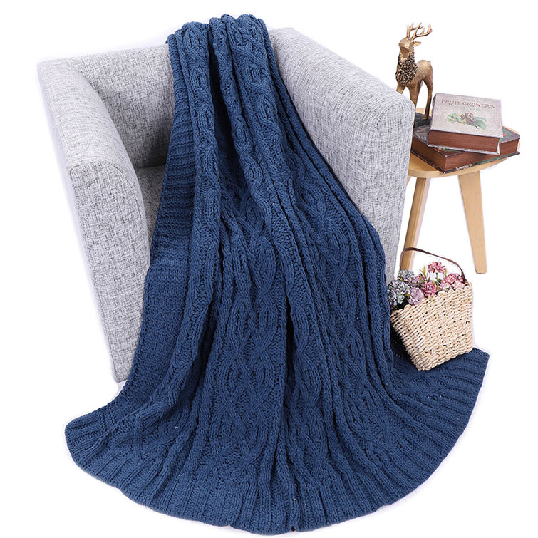 Navy cable knit discount throw